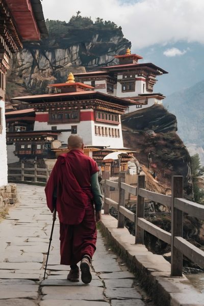monk-walking-hike-bhutan